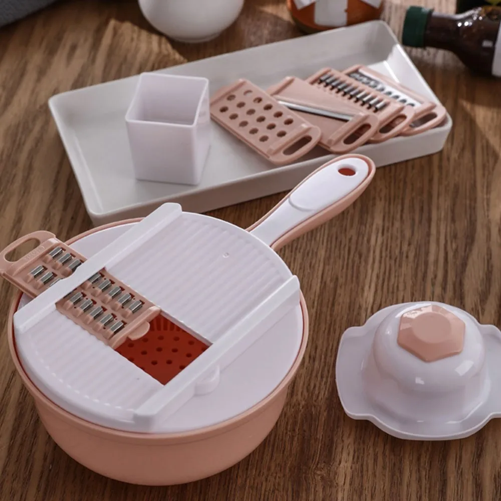 9 In 1 Vegetable Slicer 5 Blade Mandoline Cutter Potato Peeler Carrot Onion Grater With Strainer PP Shredder Kitchen Accessories | Дом и сад