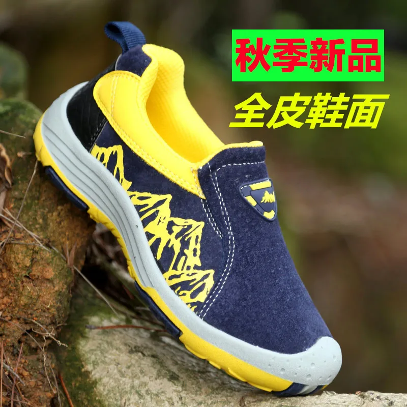 

CHILDREN'S Shoes Genuine Leather BOY'S Athletic Shoes Slip-on 18 Autumn 9 Big Boy Wear-Resistant 5 Young STUDENT'S Soft-Sole Bre