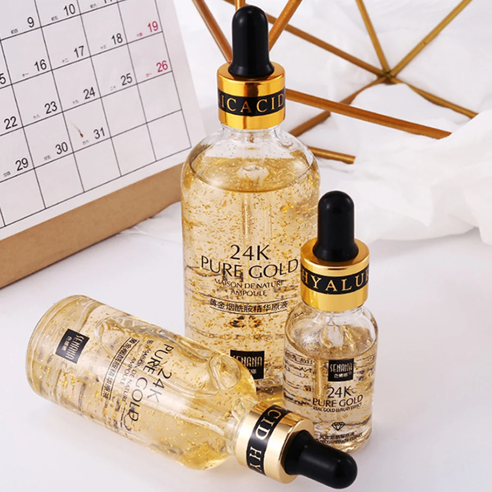24K Gold Hyaluronic Acid Face Serum Replenishment Moisturize Shrink Pore Brighten Nicotinamide Skin Care Lift Firming 2