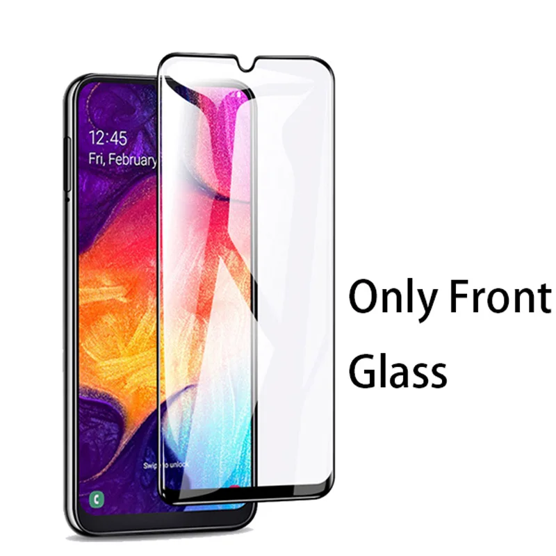 Only Front Glass 3 IN 1 Screen Protector For Samsung A50 A70 A40 A30 A20 A20E A10 Lens Film&Case&Tempered Glass For Samsung M10 M30 M30S - Цвет: Only Front Glass