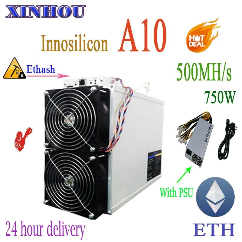 

Asic miner Innosilicon A10 500MH/s Ethash With PSU ETH ETC Miner better than PandaMiner B3 Antminer E3 G2 T17 S9 M20S S17 T2T T3