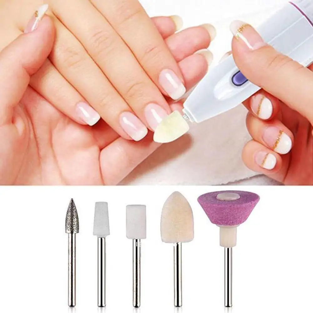 

5Pcs Nail Art Grinding Head Drill Bits Polish Tool Nail Art Tool Electric Manicure Machine Accessories Pro Cutter Nail File Kit