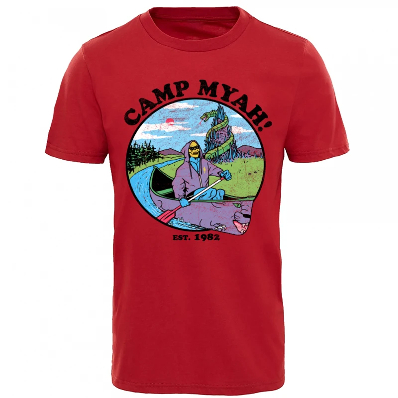 GeekComics Short Sleeve Tops Shirts NEW YEAR DAY Wholesale O-Neck Pure Cotton Sweatshirts Mens T Shirt Camp_Myah_6751  Camp_Myah_6751 red