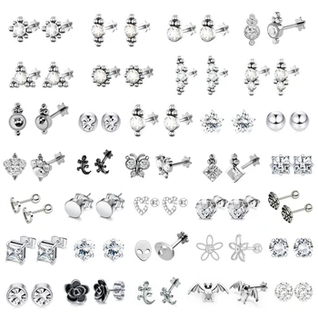 

1pc Cartilage Helix Tragus Stud Earrings Ear Nail Stainless Steel Bar Piercing Crystal Body Jewelry Accessories Gifts for Women