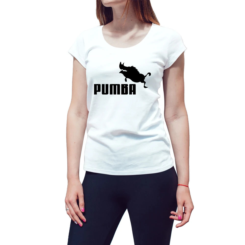 Новые летние футболки женские топы для девочек футболки pumba Slim Harajuku короткий рукав плюс размер