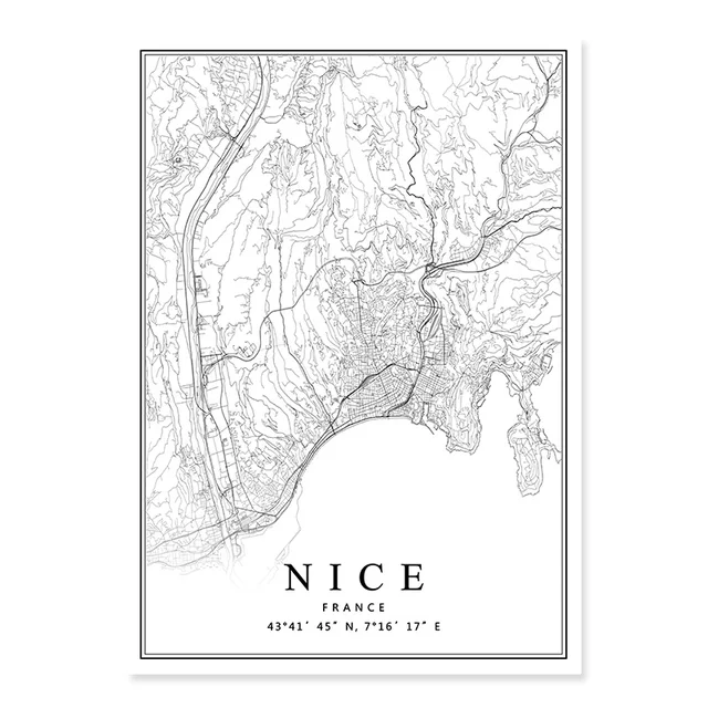 France City Map Paris Lyon Marseille Montpellier Nice Strasbourg Toulouse Posters Canvas Paintings Prints Home Interior Decor PICTURE D