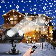 

2in1 Xmas Outdoor Snowfall Projection Light Remote Control Timer Snowflake Projector Lamp for New Year Holiday Patio Lawn Decor