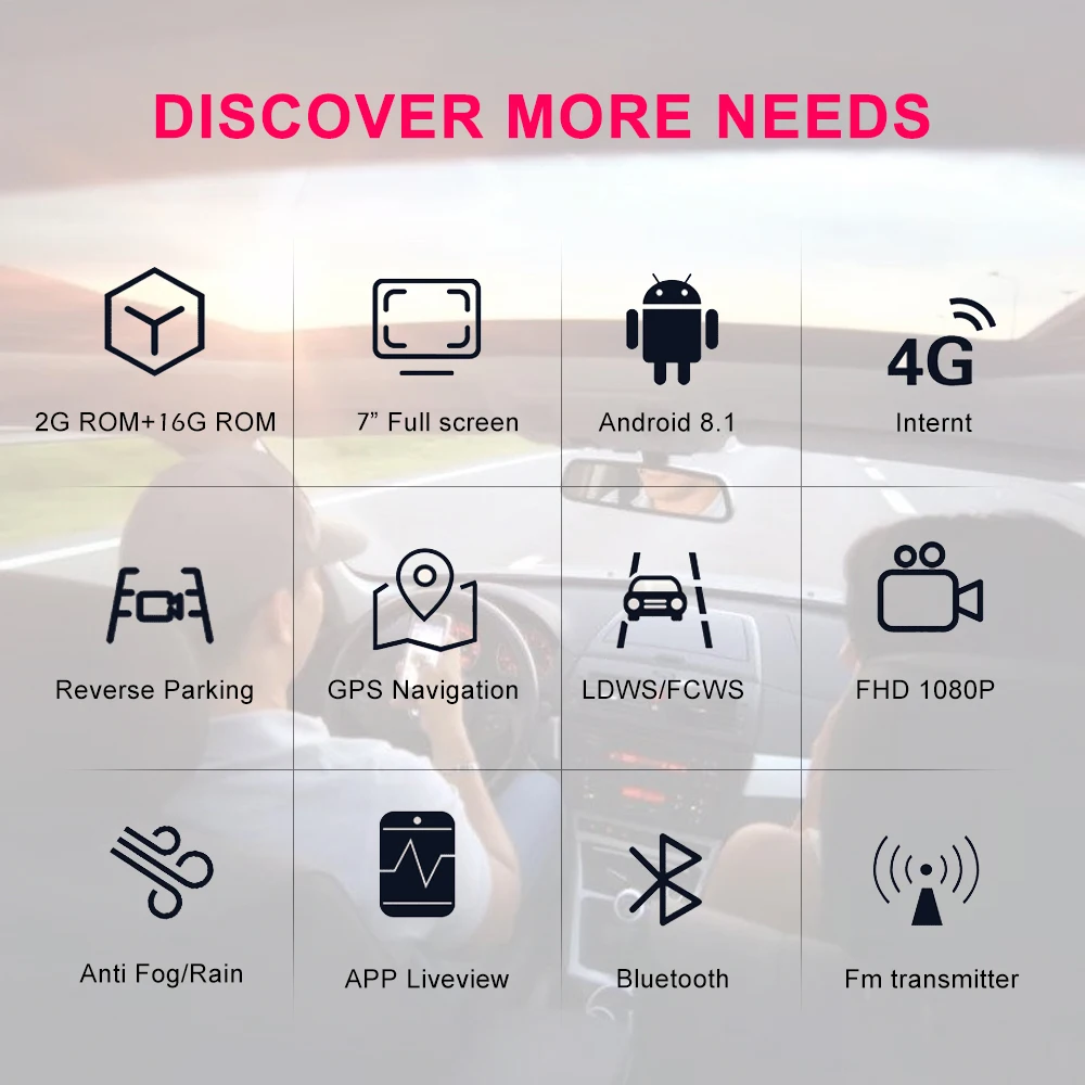 Видеорегистратор Bluavido 7 дюймов 4G ADAS Android 8 1 GPS навигация HD 1080P|Видеорегистраторы| |