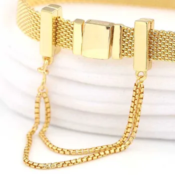 

Original Gold Color Shine Reflexions Safety Chain Clip Beads Fit 925 Sterling Silver Charm Bracelet Bangle Diy Jewelry