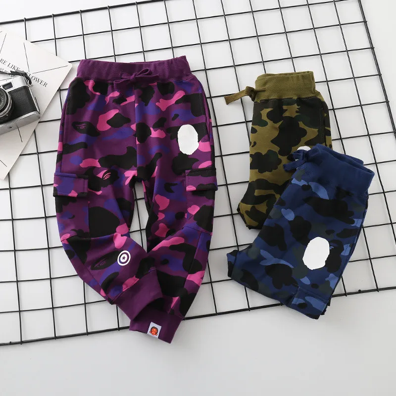 Legging Girls Kids Boy Cartoon Camo Animal Pants Hip-Hop-Style Double-Pocket Long