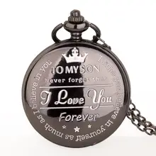 Черные для моего сына дизайн кварцевые карманные часы винтажные римские цифры дисплей карманные часы подарки на день рождения для мальчиков дропшиппинг