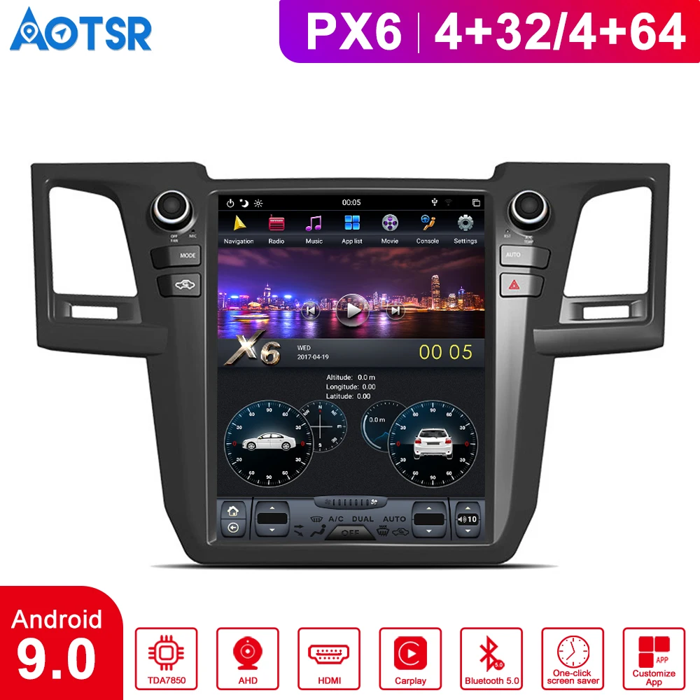 Для вертикального стиля Тесла Android 9 0 Автомобильный GPS Toyota Fortuner 2007-2015