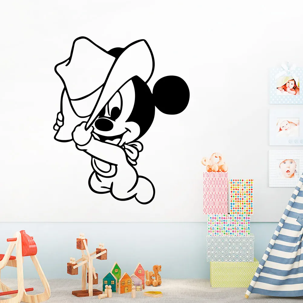 Disney Mickey Mouse Baby with Hat Kids baby wall stickers for kids room bedroom accessories home decoration