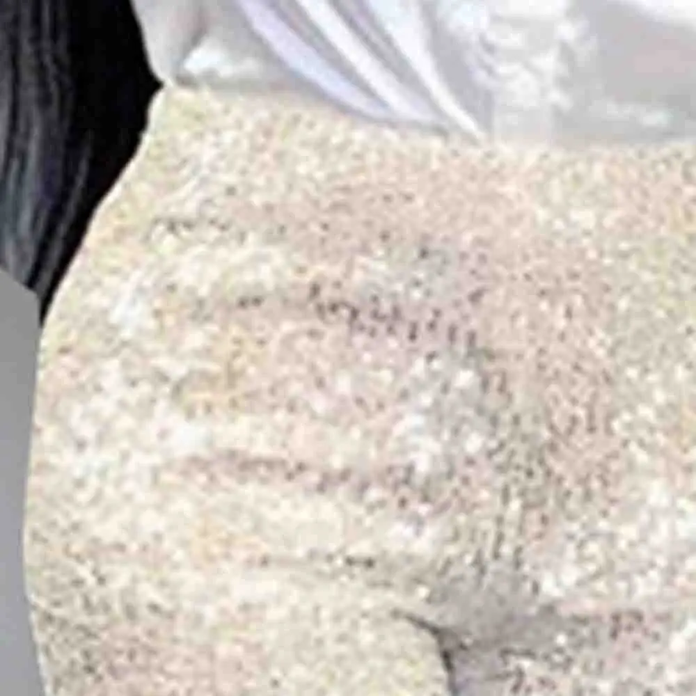 Squins длинные штаны Для женщин Высокая талия Элегантный черный, белый цвет в африканском стиле широкие брючины брюки вечерние Клубные блестящие Buttoms Femme