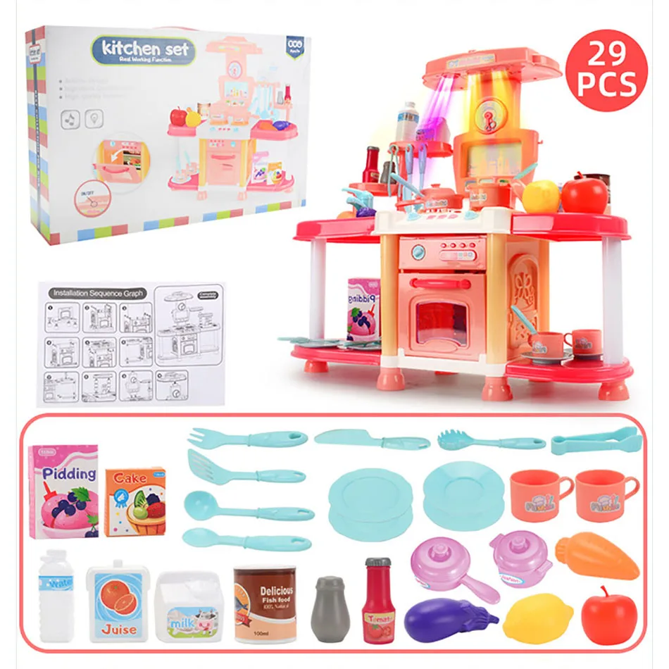 Кухонные Игрушки Cozinha Infantil со звуком наборы для приготовления пищи овощи фрукты