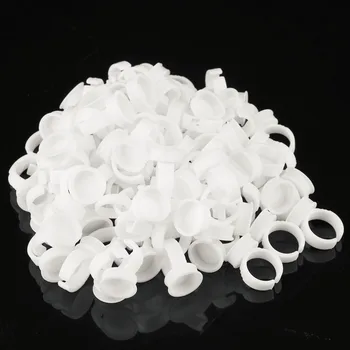 

New 100pcs Wholesale Plastic White Tattoo Ink Ring For Eyebrow Permanent Makeup M Size Tattoo Ink Holders Tattoo Supplies