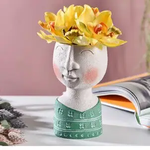 

EUROPEAN CREATIVE ABSTRACT ART PORTRAIT SCULPTURE FLOWER POTS GROCERY GARDEN DRIED FLOWERS ILLUSTRATION FLORAL ORNAMENTS