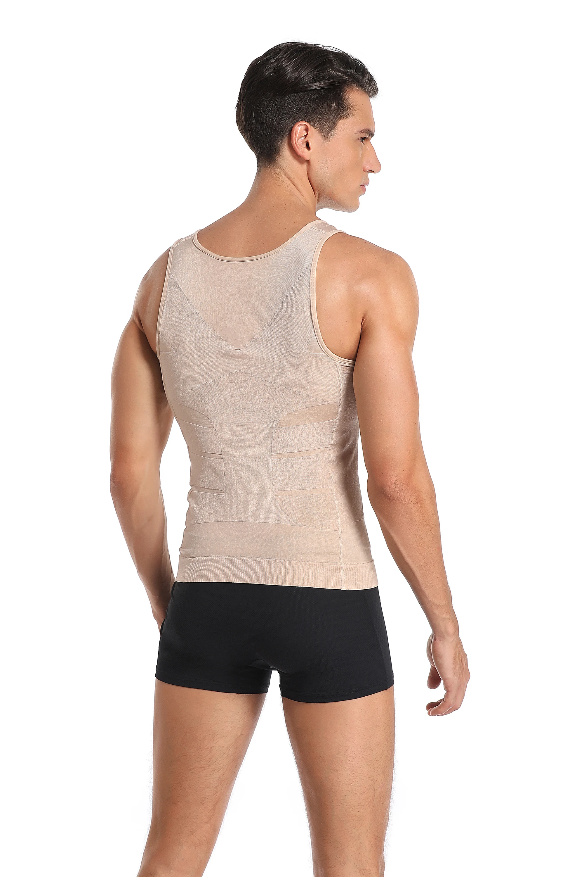 Compression Shirts for Men Shapewear Slimming Body Shaper Waist Trainer Vest Workout Tank Tops Abdomen Undershirts Fat Brun Gym