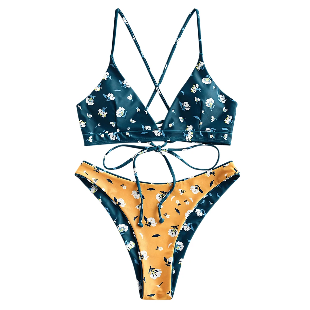 zaful peacock blue bikini