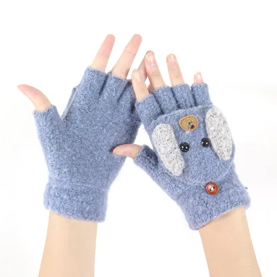 Новинка, модные женские перчатки с открытыми пальцами, теплые зимние женские перчатки без пальцев, шерстяные мягкие Митенки женские варежки, подарок - Цвет: Iron gray