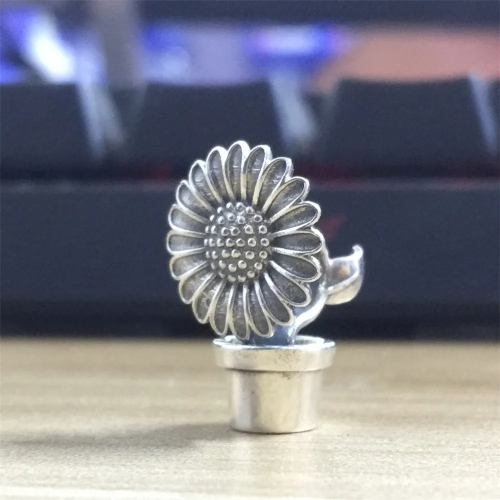 

Mistletoe 925 Sterling Silver Sunflower Potted plant Charm Bead European Jewelry