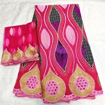 

Fushia cotton fabrics 2020 high quality prints batik wax fabric embroidery swiss voilde lace in switzerland 7 Yards V672