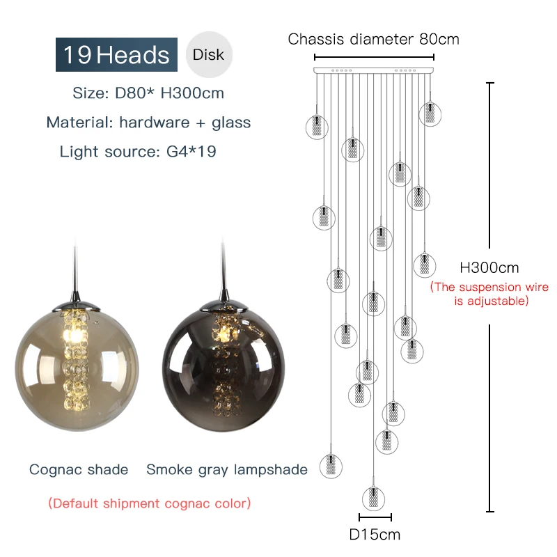 Высокая вилла Entryway Orb стеклянные лестницы Висячие спиральные длинные лампы Современные хрустальные бусины лестница люстра для дома - Цвет корпуса: 19 heads