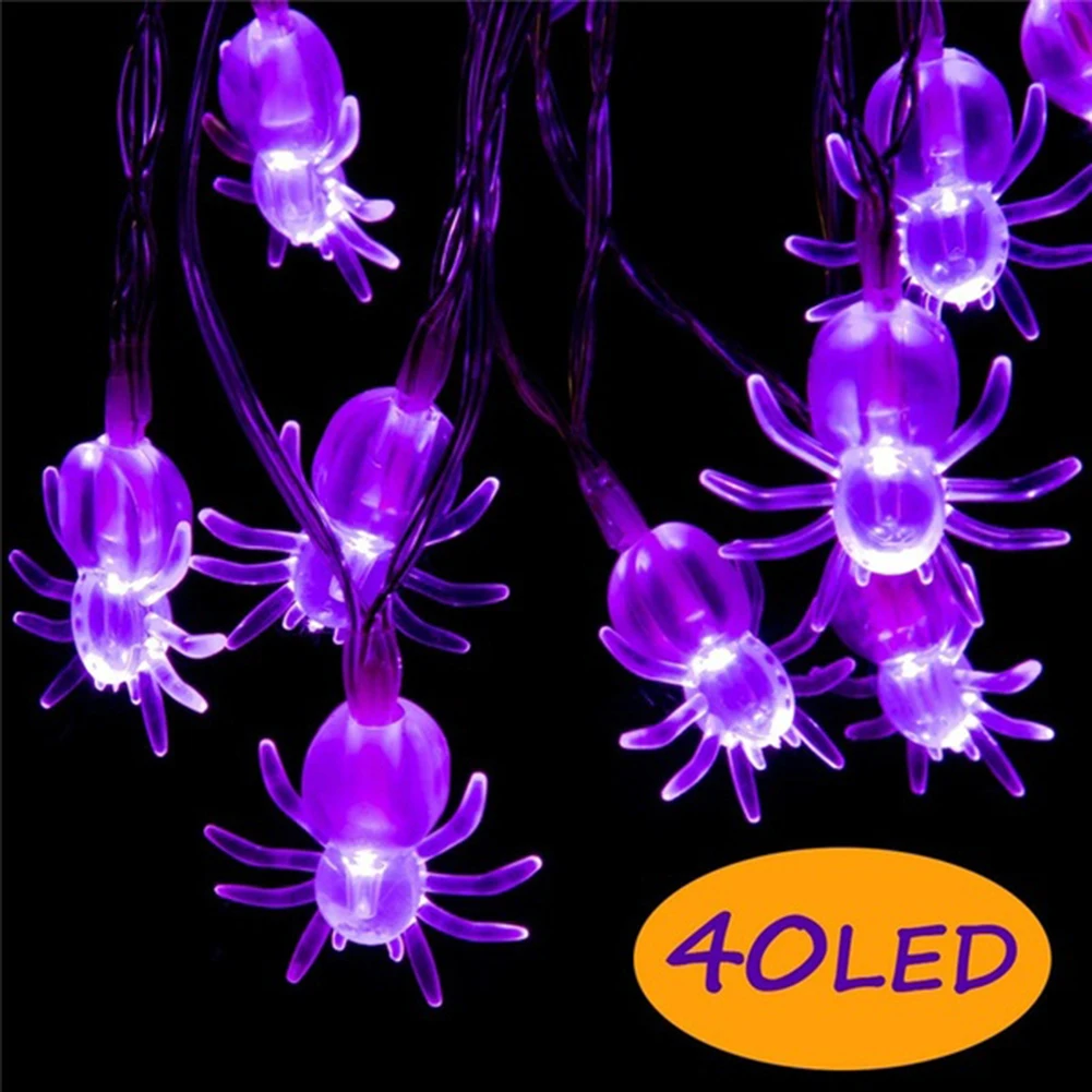 

4M 40 LEDs Halloween Light String Spider Style Holiday Lighting Bedroom Living Room Decor Halloween Atmosphere String Lights