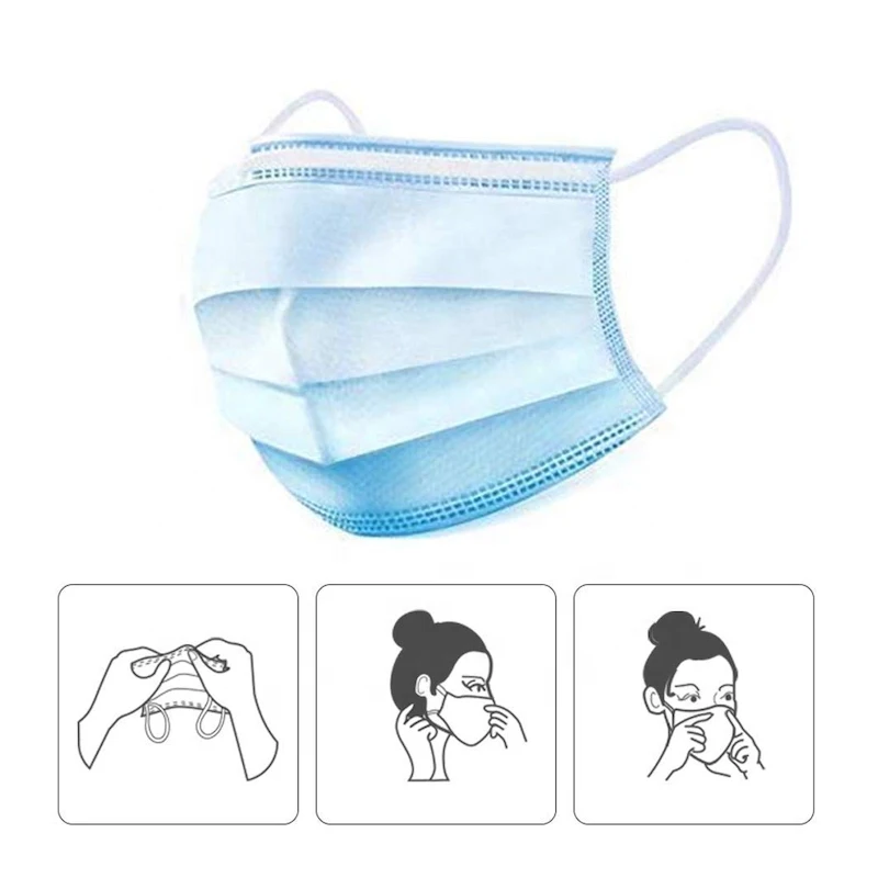 

Dust-proof bacteria ear-worn mask three layers of filter protection melt-blown cloth disposable mask 100pcs