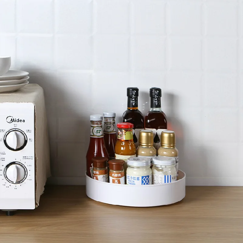 Non-Skid Pantry Lazy Susan Cabinet Kitchen Spice Storage Organizer Rotating Spice Rack of 360 Degree Spinning Tray Storage Plate