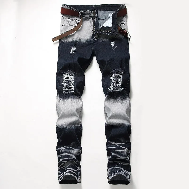 KIOVNO винтажные мужские модные Лоскутные Джинсовые брюки стрейч уличные джинсы брюки мужские смешанные цвета размер 29-42