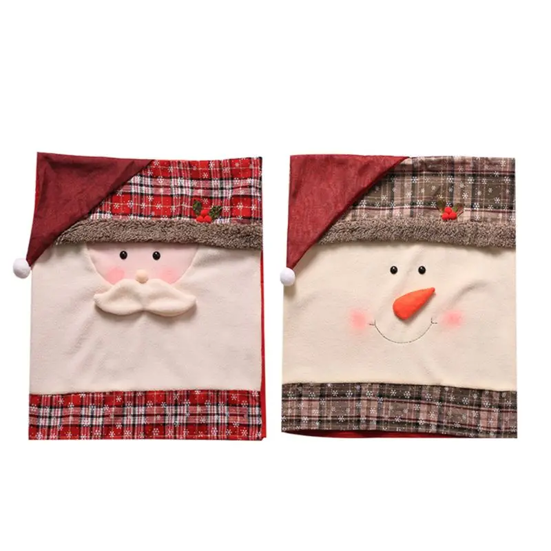 

Chair Cover 1Pcs Christmas Pouch Gift Mr Santa Snowman Xmas Holiday Party Home Table Slipcover Decor Seat Case