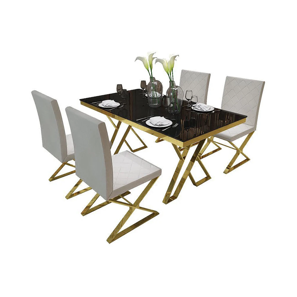 stainless steel Dining Room Set Home Furniture minimalist modern marble