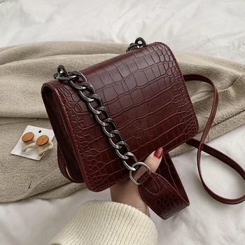 

Vintage Stone pattern Tote bag 2019 Fashion New High Quality PU Leather Women's Designer Handbag Chain Shoulder Messenger Bag