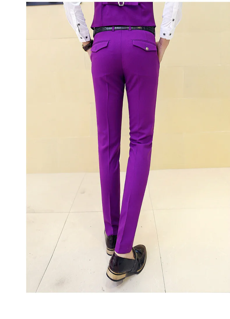 Nice Men Boutique Cotton Fashion Pure Color Wedding Dresses Suit Pants / Male Premium Brand Slim Business Suit Pants Trousers