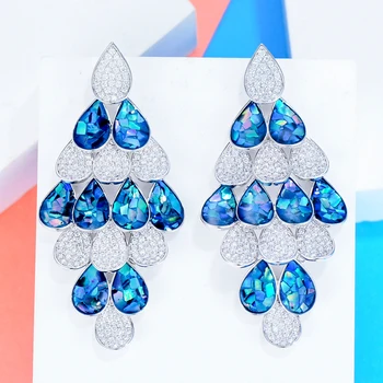 

missvikki 6 Colors Handmade Luxury Gorgeous Opal Pendant Earrings for Women Bridal Wedding Party Show Earrings Jewelry Dubai