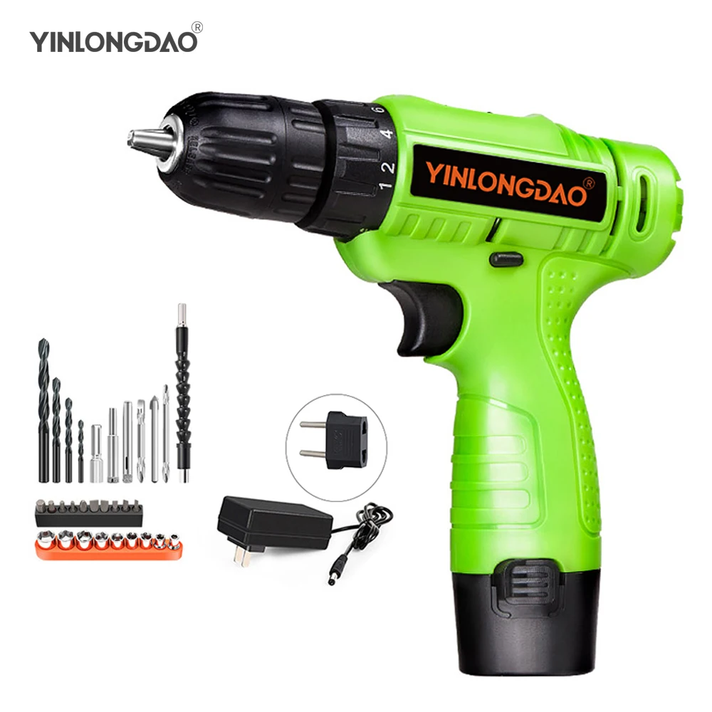  YINLONGDAO 18V Cordless Drill Electric Screwdriver Mini Wireless Power Driver DC Lithium-Ion Batter