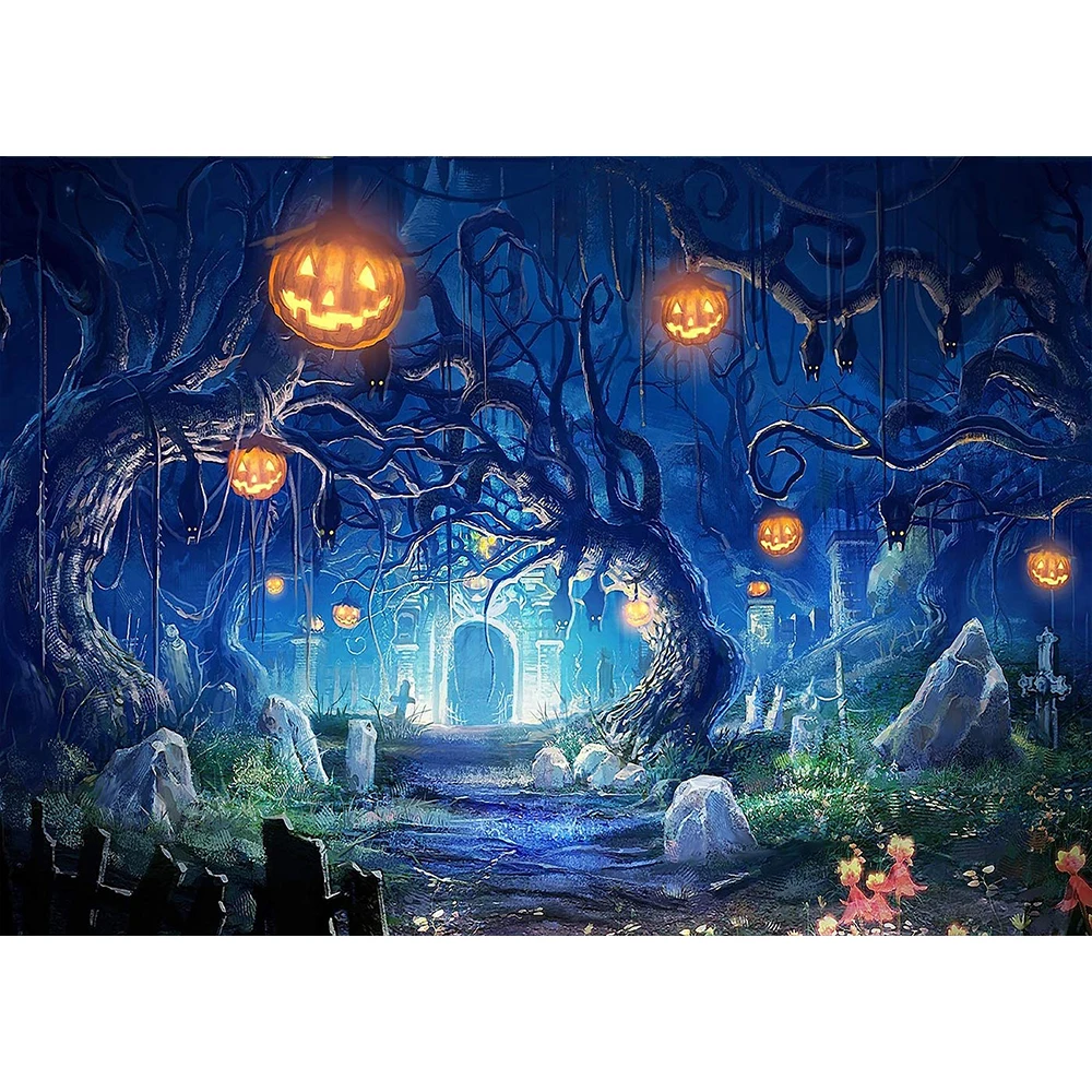 

Happy Halloween Backdrop for Photography Pumpkin Lantern Ghost Castle Bat Photo Backdrops Photo Booth Decor Background Props