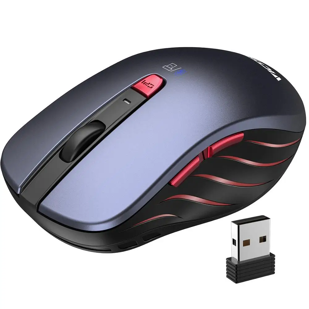VicTsing PC120 Bluetooth мышь 2,4G беспроводная компьютерная мышь двойной режим с 5 левал Регулируемый dpi для ПК ноутбук Mac смартфон - Цвет: Dark Blue Mouse