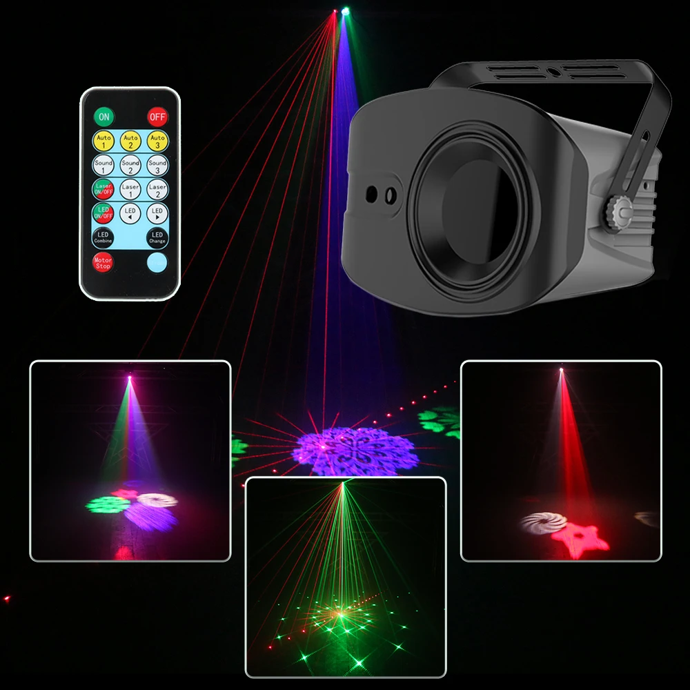 60+4 Patterns RG Laser Projector Light Disco DJ Lights RGB Party Lighting for Stage Decoration with Sound Activated Par Light