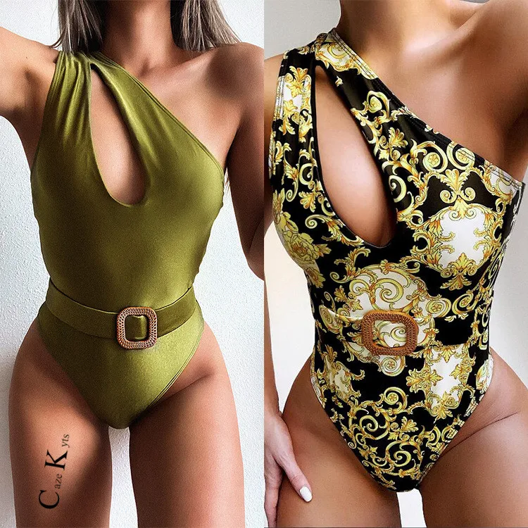 

Caze Kyts 2020 women's swimsuit hollow out one shoulder bikini one piece swimsuit sexy bikini swimming pool party essential NEW