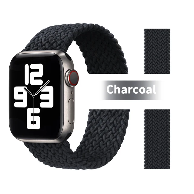 Pride Braided Solo Loop Band For Apple Watch Se Strap 44mm 40mm Elastic Wristband Bracelets 41mm 45mm Series 765432 42mm38mm 4 Black charcoal