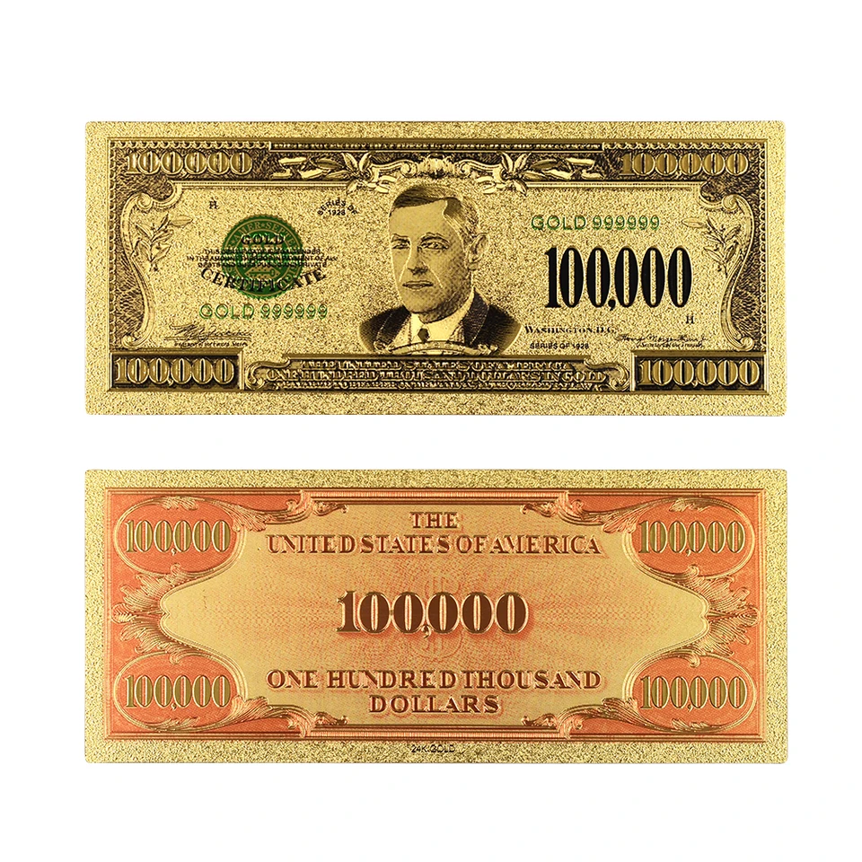 1934 Years Usa 24k Gold Banknotes Gold Plated Us One Hundred Thousand Dollar Bill Collections Bank Notes Currency Fake Money Money Collection Us Moneymoney Fake Aliexpress