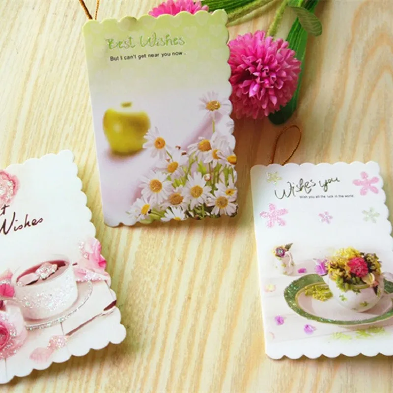 

100pcs Teacher's Day Greeting Card Half Fold Blank Letter Gift Writing Stationery Student Blessing Reward Flower DIY Card
