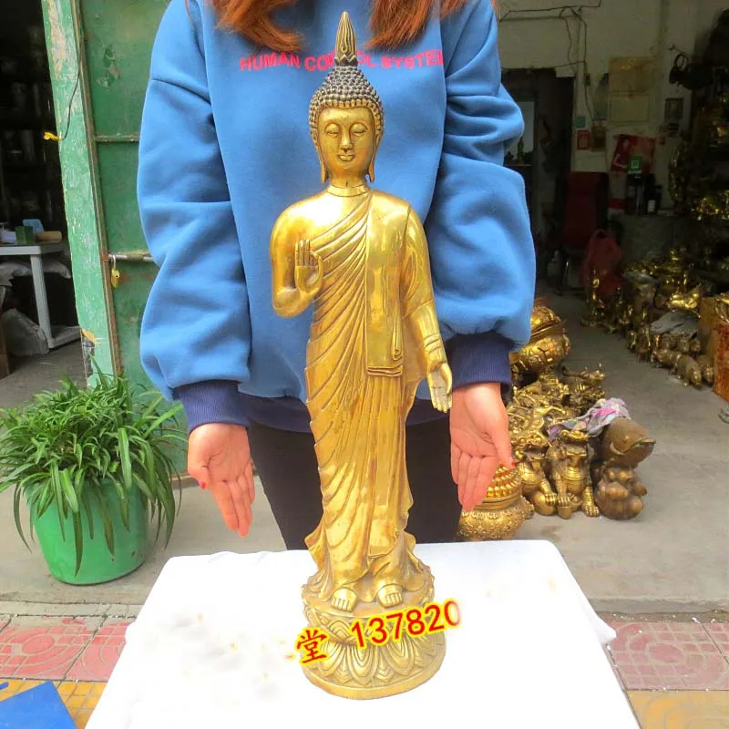 

70cm large Thailand HOME Temple Shrine Patron saint efficacious bless protection copper golden Buddha FENG SHUI art statue
