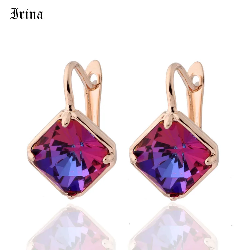 Irina New Style Cube Fashion Earrings Square Drop Earrings For Women Luxury Jewelry Gift 585 Rose Gold Color Elegant Earrings