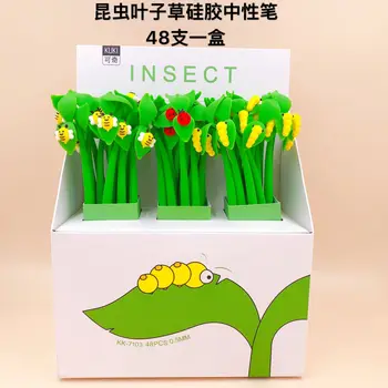 

48pcs Gel Pens Cute Insect leaf grass black colored kawaii gel-ink pens pens for writing Cute stationery office school supplies