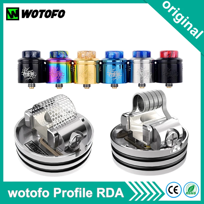Оригинальный бак для электронной сигареты Wotofo Profile RDA Tank 24 мм 510 резьба сетчатая