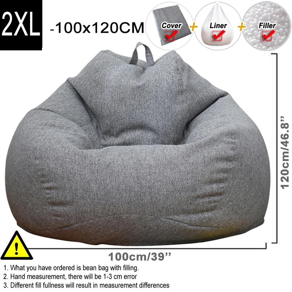 Otautau Big Xxl Bean Bag Chair With Filling Stuffed Giant Beanbag