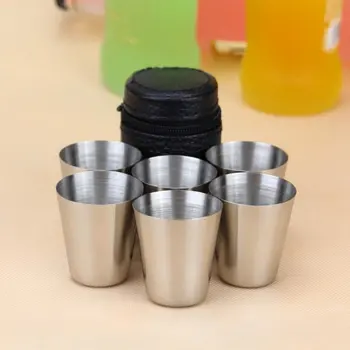 6Pcs/4pcs 30ml Coffee Beer Cup Outdoor Practical Stainless Steel Cups Shots Set Mini Glasses For Whisky Wine Portable Drinkware 1